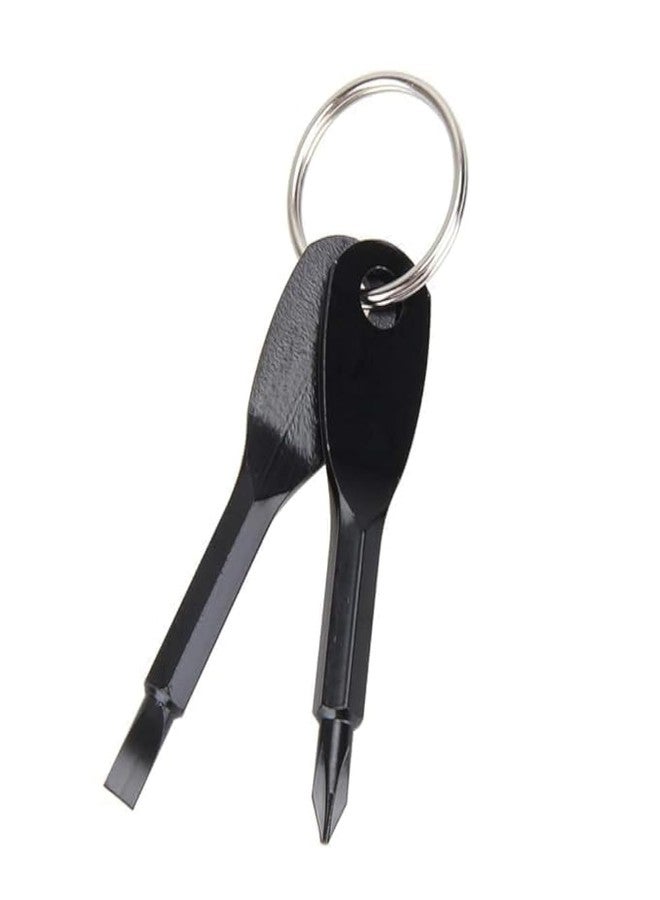 Snevad 2 Pack Pocket Keychain Screwdriver, Mini Portable Keyring Set for Men Outdoor Driver Small Multifunctional EDC Repair Tool Key Chain Phillips and Flat Head Screwdriver [7x1x1 CM] - Image 1